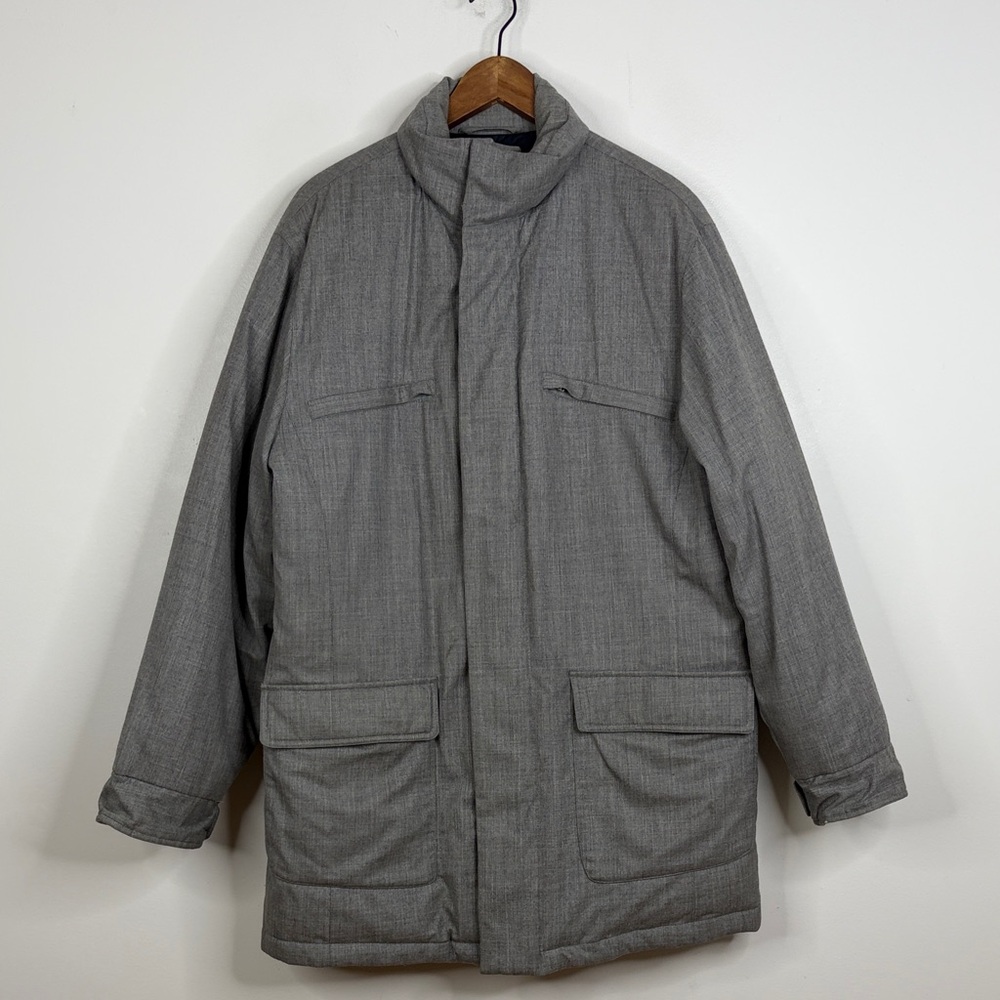 Brooks Brothers Loro Piana Storm System Down Coat Mens Medium Gray Wool Puffer